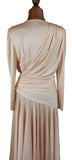 Vintage 80s Dress Elegant Classy Cocktail Jersey Drape Ruchings Sequins - UK 10 - Vintage Boutique