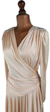 Vintage 80s Dress Elegant Classy Cocktail Jersey Drape Ruchings Sequins - UK 10 - Vintage Boutique