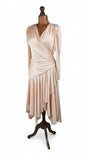 Vintage 80s Dress Elegant Classy Cocktail Jersey Drape Ruchings Sequins - UK 10 - Vintage Boutique