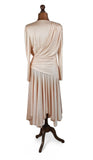 Vintage 80s Dress Elegant Classy Cocktail Jersey Drape Ruchings Sequins - UK 10 - Vintage Boutique