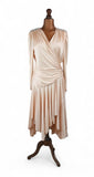 Vintage 80s Dress Elegant Classy Cocktail Jersey Drape Ruchings Sequins - UK 10 - Vintage Boutique