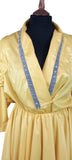 Vintage 80s Dress Quirky Mod Party Cocktail Knee Metallic Yellow - UK 10 - Vintage Boutique