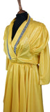 Vintage 80s Dress Quirky Mod Party Cocktail Knee Metallic Yellow - UK 10 - Vintage Boutique