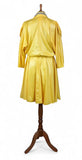 Vintage 80s Dress Quirky Mod Party Cocktail Knee Metallic Yellow - UK 10 - Vintage Boutique