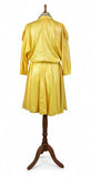 Vintage 80s Dress Quirky Mod Party Cocktail Knee Metallic Yellow - UK 10 - Vintage Boutique