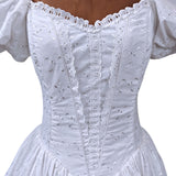 Vintage 80s French Wedding Dress Princess Traditional Cottage Chic White UK 8/10 - Vintage Boutique