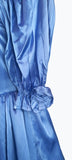 Vintage 80s Prom Ball Gown Princess Dress Fluid Satin Ruffles Flounces Bows UK 6 - Vintage Boutique