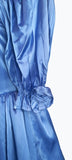 Vintage 80s Prom Ball Gown Princess Dress Fluid Satin Ruffles Flounces Bows UK 6 - Vintage Boutique