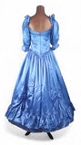 Vintage 80s Prom Ball Gown Princess Dress Fluid Satin Ruffles Flounces Bows UK 6 - Vintage Boutique
