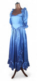 Vintage 80s Prom Ball Gown Princess Dress Fluid Satin Ruffles Flounces Bows UK 6 - Vintage Boutique