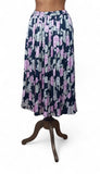 Vintage 80s Skirt Pleated Floral Summer Effortless Classic Floaty Midi UK 10 - Vintage Boutique