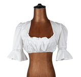 Vintage 90s Dirndl Blouse Summer Traditional Folk Oktoberfest Cotton - UK 10 - Vintage Boutique