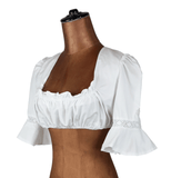 Vintage 90s Dirndl Blouse Summer Traditional Folk Oktoberfest Cotton - UK 10 - Vintage Boutique