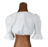 Vintage 90s Dirndl Blouse Summer Traditional Folk Oktoberfest Cotton - UK 10 - Vintage Boutique