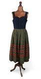 Vintage 90s Dirndl Dress Traditional Country Bavarian Oktoberfest Gingham UK 14 - Vintage Boutique