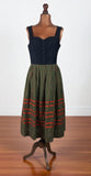 Vintage 90s Dirndl Dress Traditional Country Bavarian Oktoberfest Gingham UK 14 - Vintage Boutique